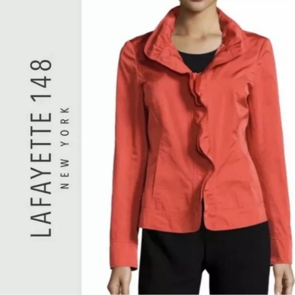 Lafayette 148 New York Coral Ruffle-Front Jacket
